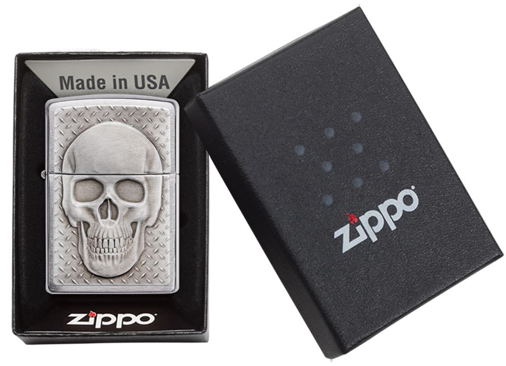 Zippo Skull with Brain Surprise Brushed Chrome Pocket Lighter