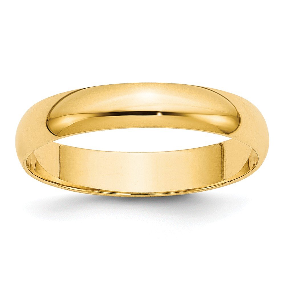 14k Yellow Gold 4mm Lightweight Half Round Wedding Band Size 11.5