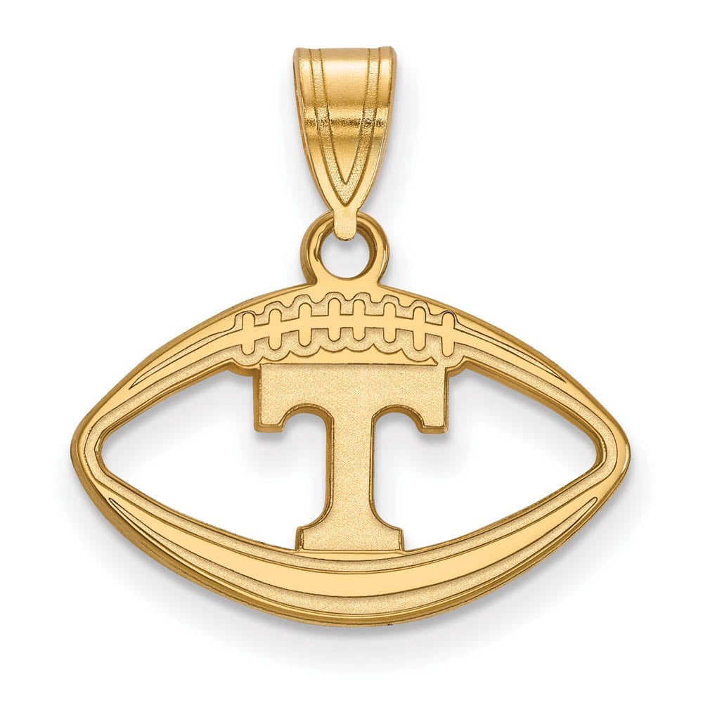 Sterling Silver Gold-plated LogoArt University of Tennessee Letter T Football Pendant QGP018UTN