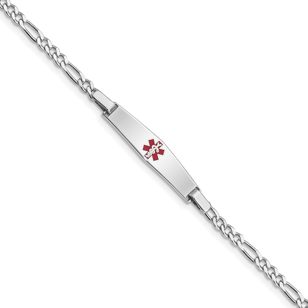 Sterling Silver Rhodium-plated Medical ID Figaro Link Bracelet 8 inches