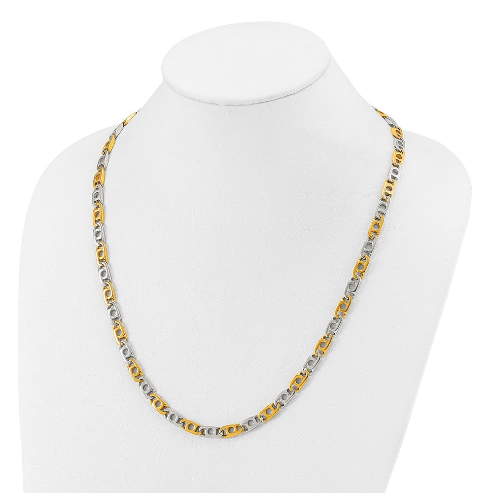Chisel Stainless Steel Polished Yellow IP-plated 6mm 24 inch Anchor Chain Necklace