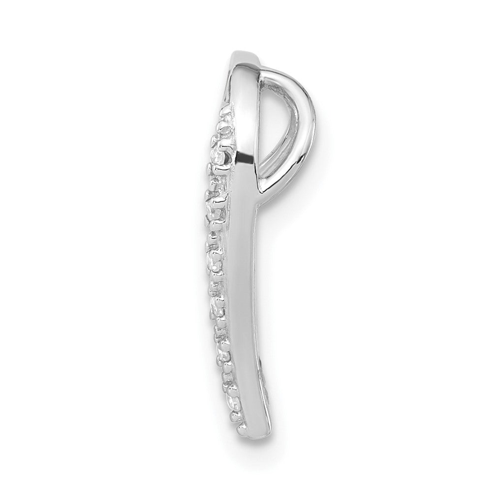 Sterling Silver Polished Diamond Heart Chain Slide Pendant