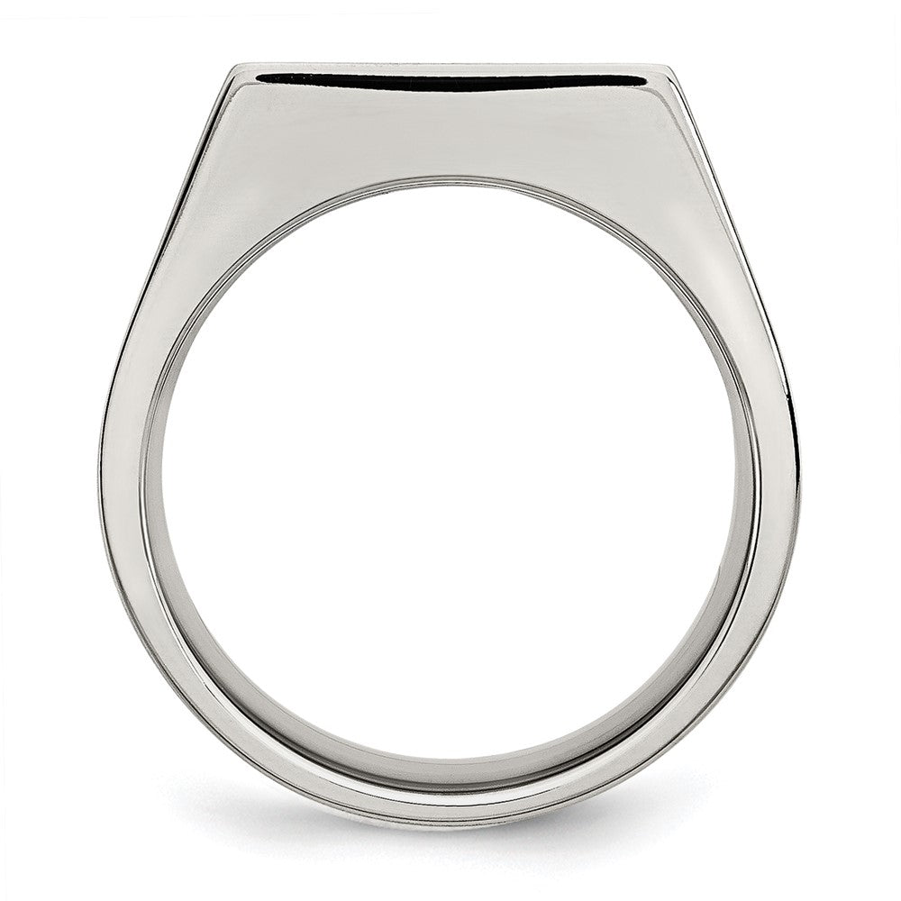 Stainless Steel Brushed and Polished Signet Ring Size - 10