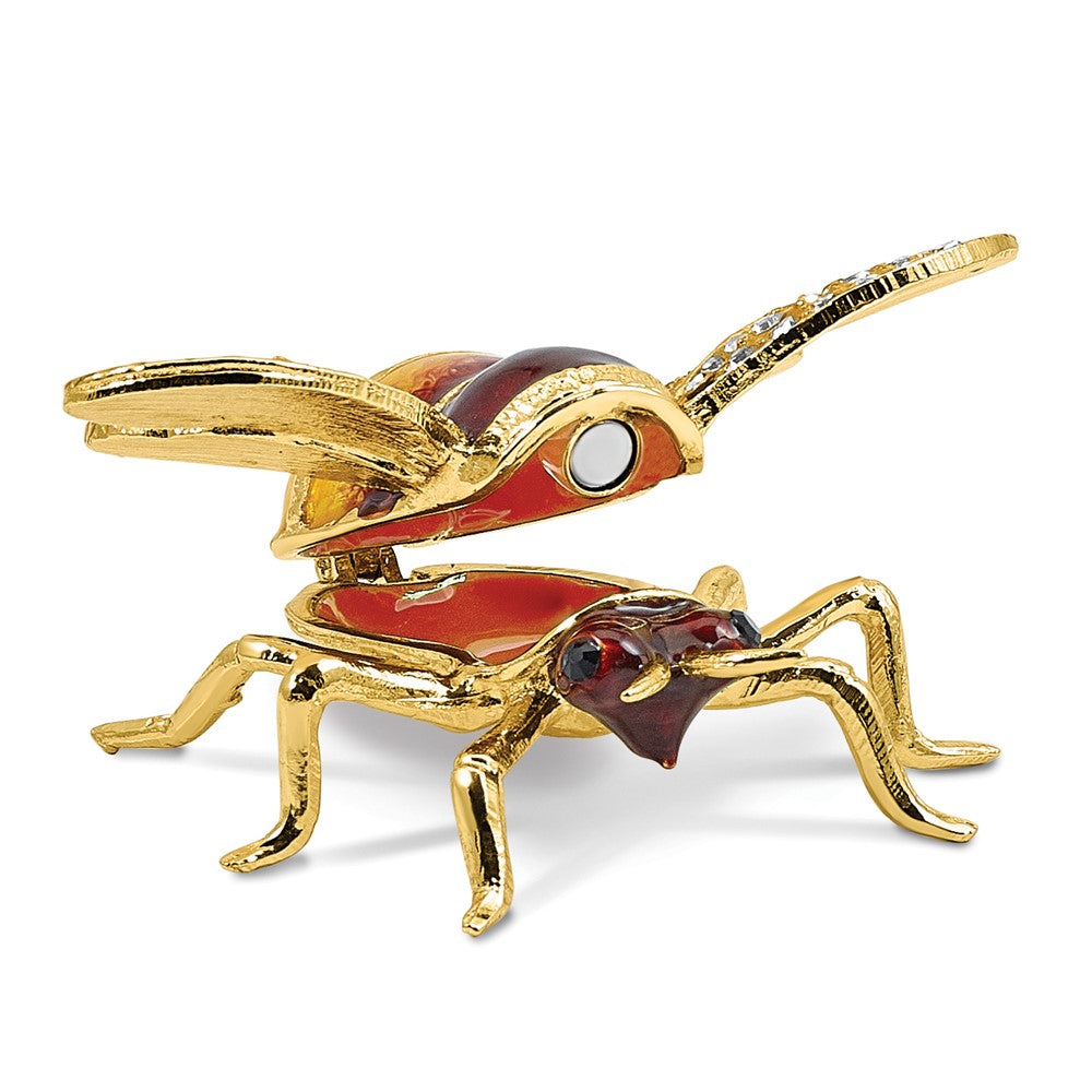 Luxury Giftware by Jere Bejeweled POLLINATOR Bee Trinket Box with Matching 18 inch Necklace