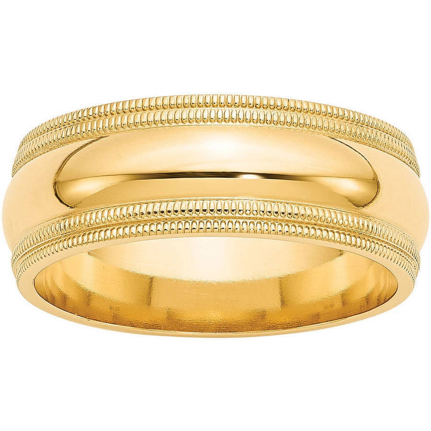 14k Yellow Gold 8mm Double Milgrain Comfort Fit Wedding Band Size 13