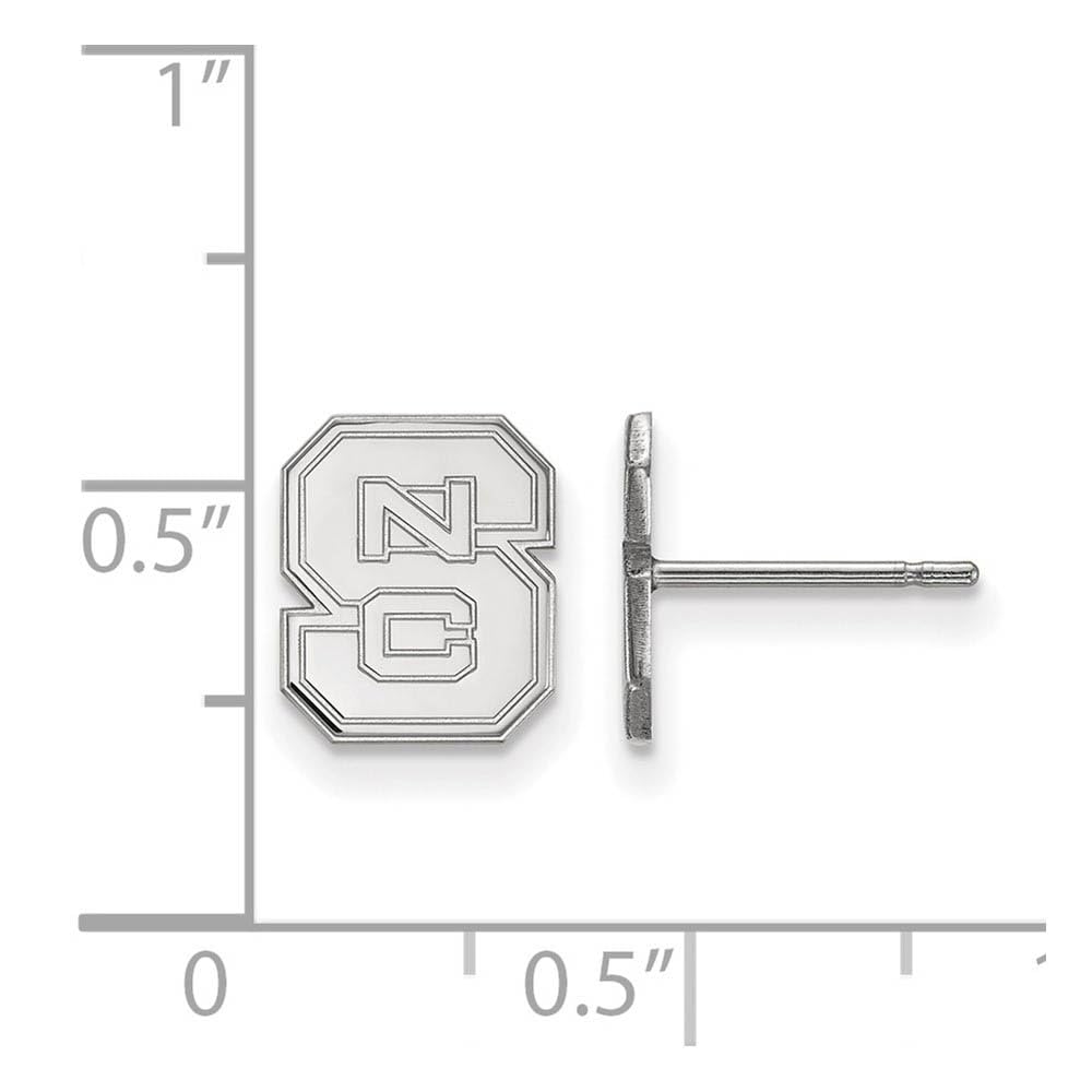 Sterling Silver Rhodium-plated LogoArt North Carolina State University N-C-S Extra Small Post Earrings Q-SS008NCS