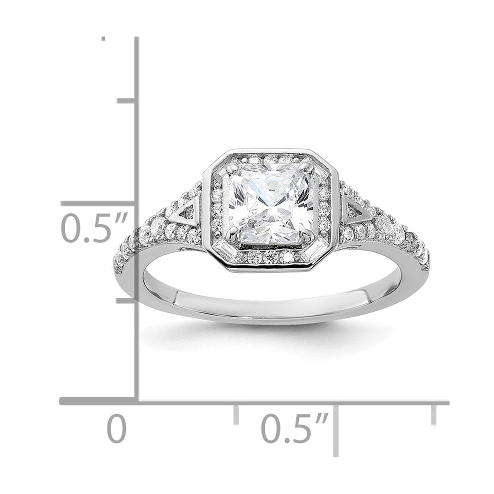 Sterling Shimmer Sterling Silver Rhodium-plated CZ 41 Stone Open Back Ring