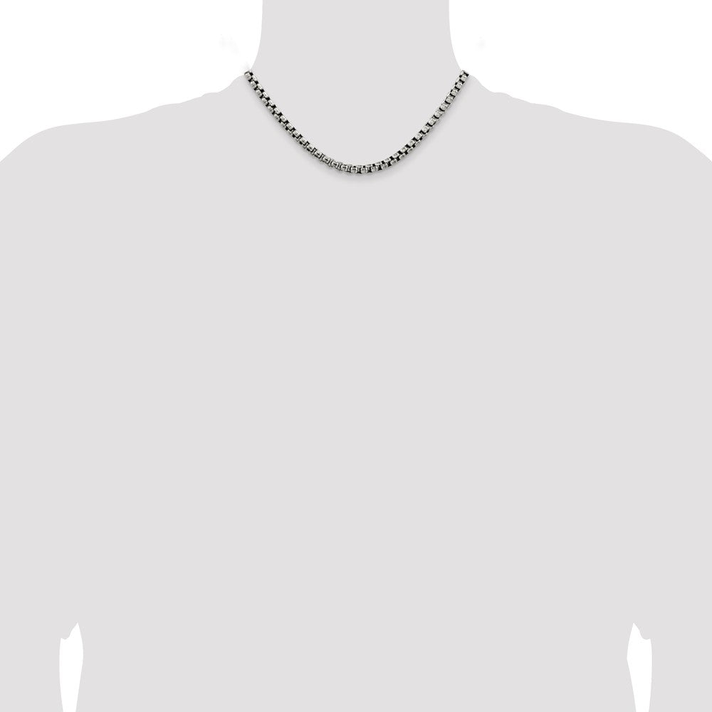 Sterling Silver Antiqued 5.2mm Round Box Chain 16 Inches