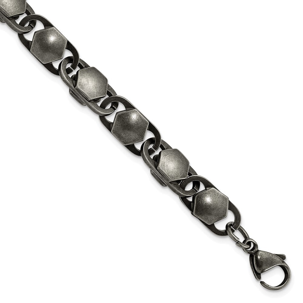 Stainless Steel Antiqued and Brushed 8.50mm 8.25in Bracelet 8.25 inches