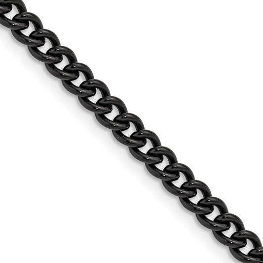 Chisel Stainless Steel Polished Black IP-plated 4.5mm 20 inch Round Curb Chain