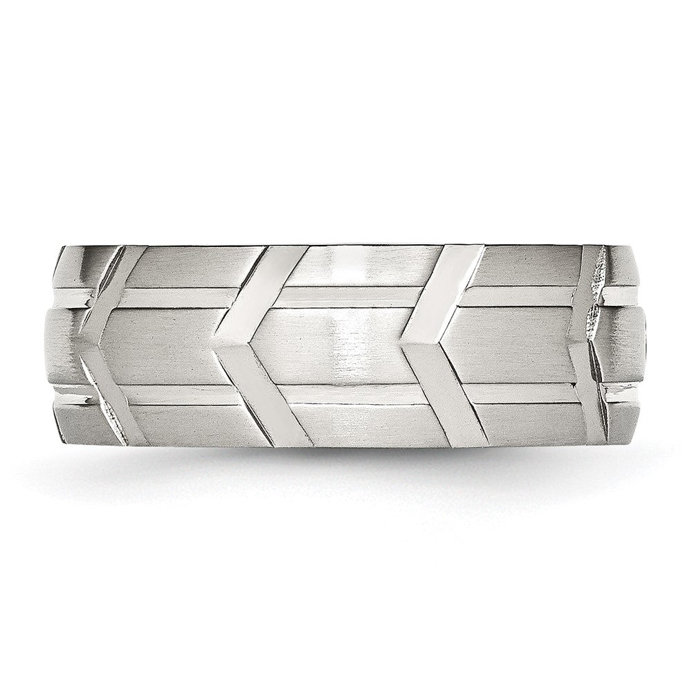 Stainless Steel Brushed and Polished 8mm Grooved Band Size - 8