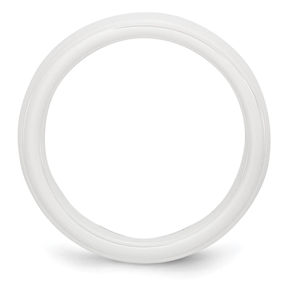 Ceramic White 4mm Polished Band Size - 6.5