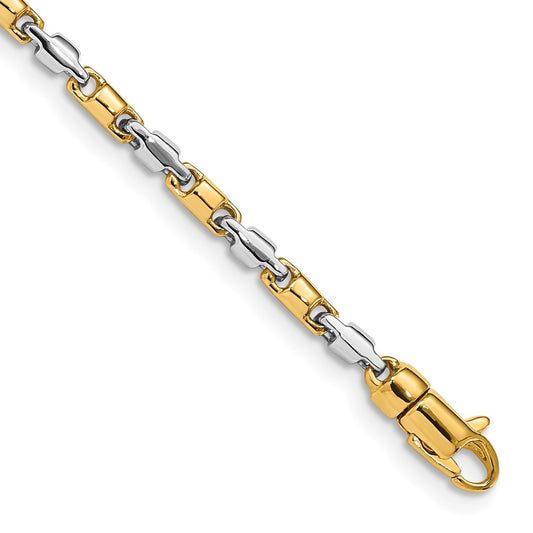 14K Two-tone 7 inch 2.5mm Hand Polished Fancy Link with Lobster Clasp Bracelet 7  inches