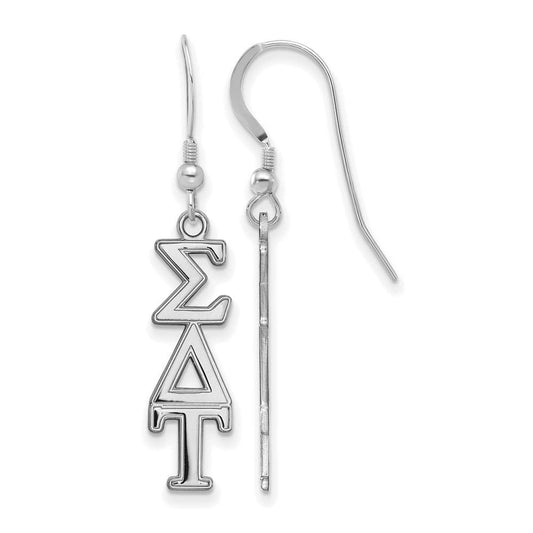 Sterling Silver Official Licensed Greek Sororities Sigma Delta Tau Dangle Medium Earrings