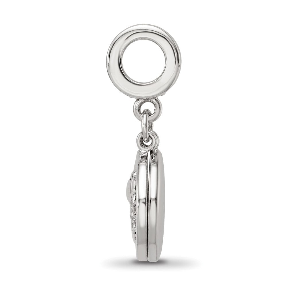 SS Reflections Rhod-plated CZ Enamel Bird/Flower 2-piece Dangle Bead