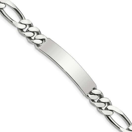 Sterling Silver Polished Engraveable Figaro Link ID Bracelet 8.5 inches