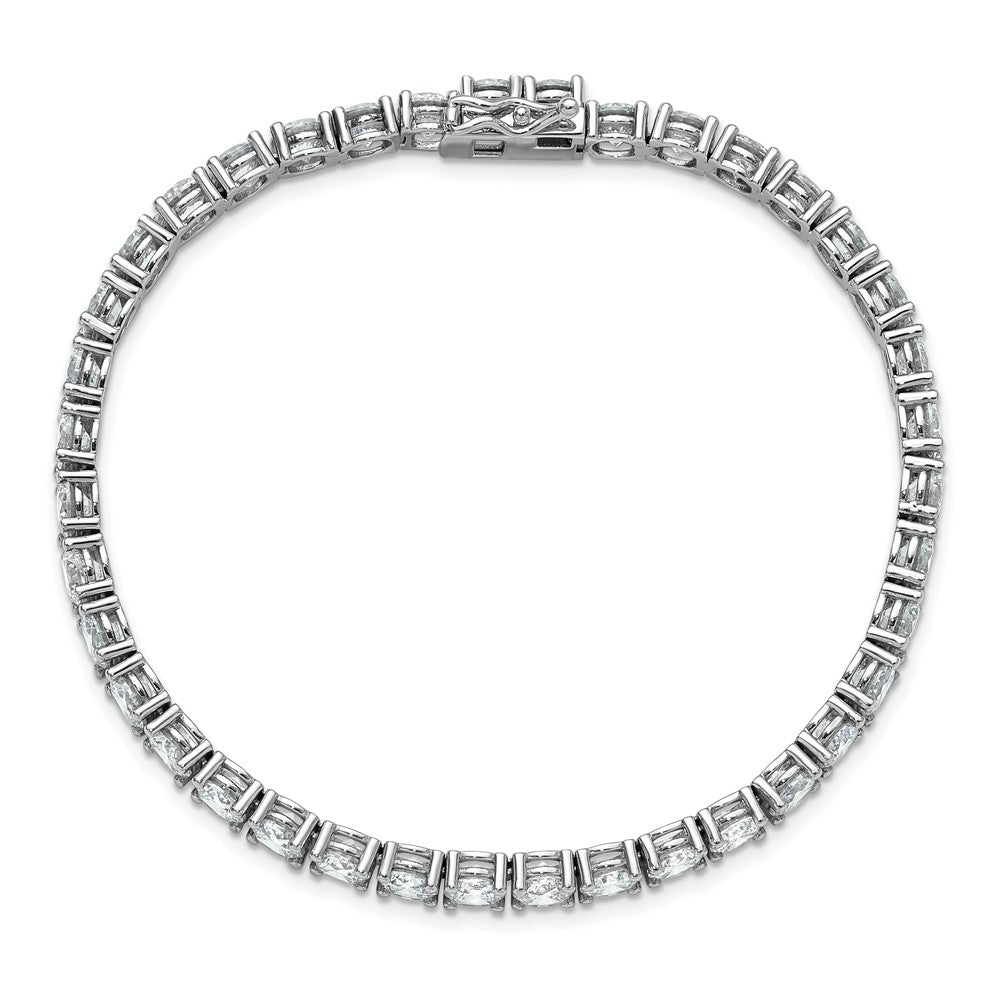 Sterling Shimmer Sterling Silver Rhodium-plated 5mm CZ 39 Stone 8 inch Bracelet 8 inches