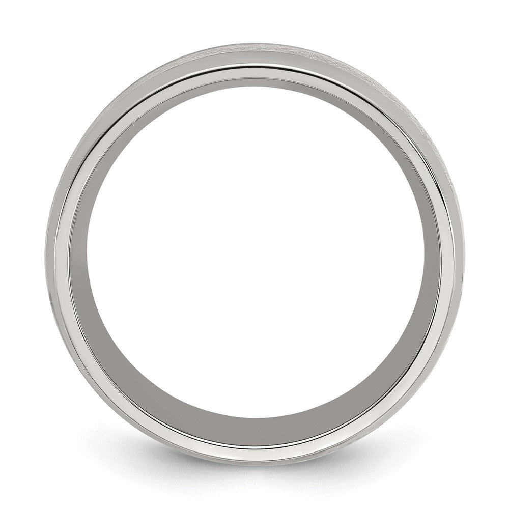 Stainless Steel Polished Glitter Paper Inlay Center 8mm Band Size - 10