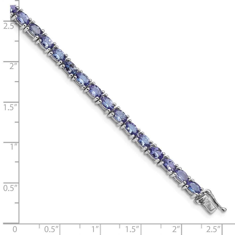 Sterling Silver Rhodium-plated Tanzanite Bracelet 7 inches