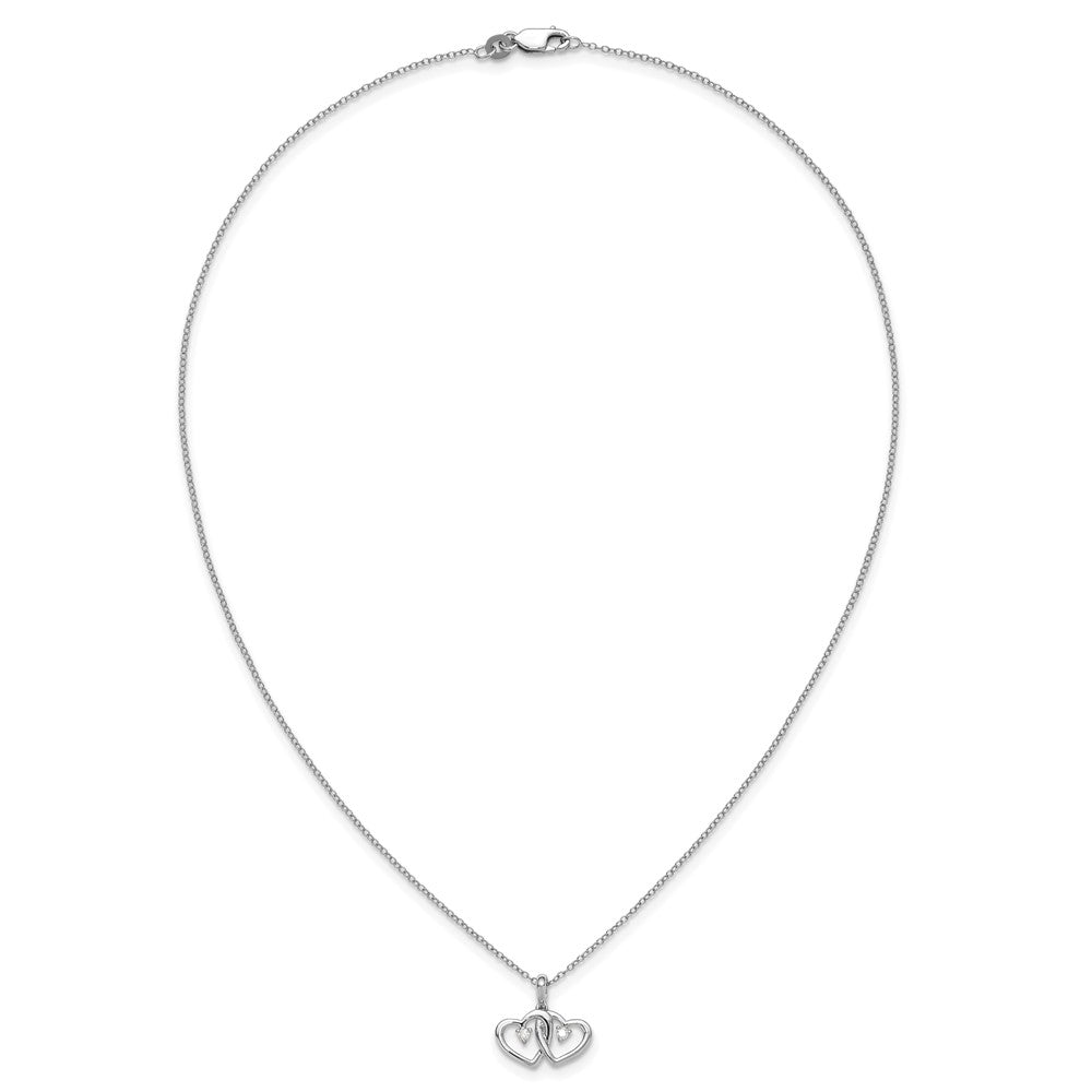 SS Diamond Double Heart Pendant Necklace
