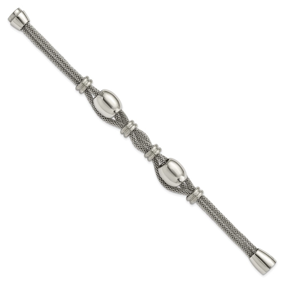 Stainless Steel Polished and Brushed Beads Twisted Bracelet
