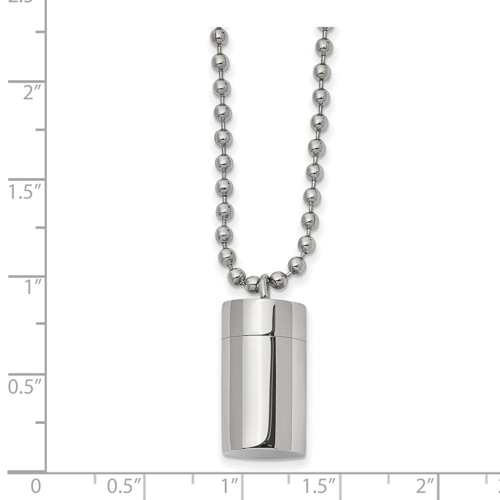 Stainless Steel Polished Capsule that Opens 22in Necklace