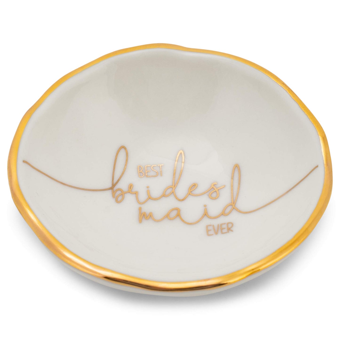Best Bridesmaid Ever Gold Foil 3 x 3 Ceramic Decorative Tabletop Jewelry Trinket Tray Dish