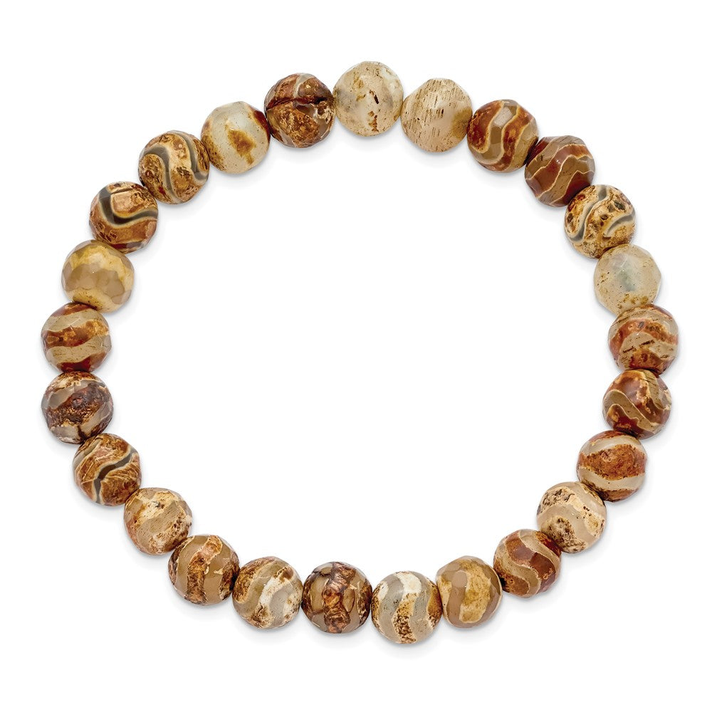 Beaded Stretch Celestial Pillar Agate Bracelet