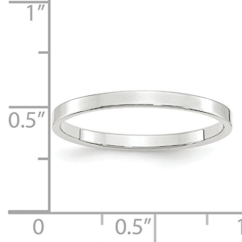 10k White Gold 2mm Lightweight Flat Wedding Band Size 5.5