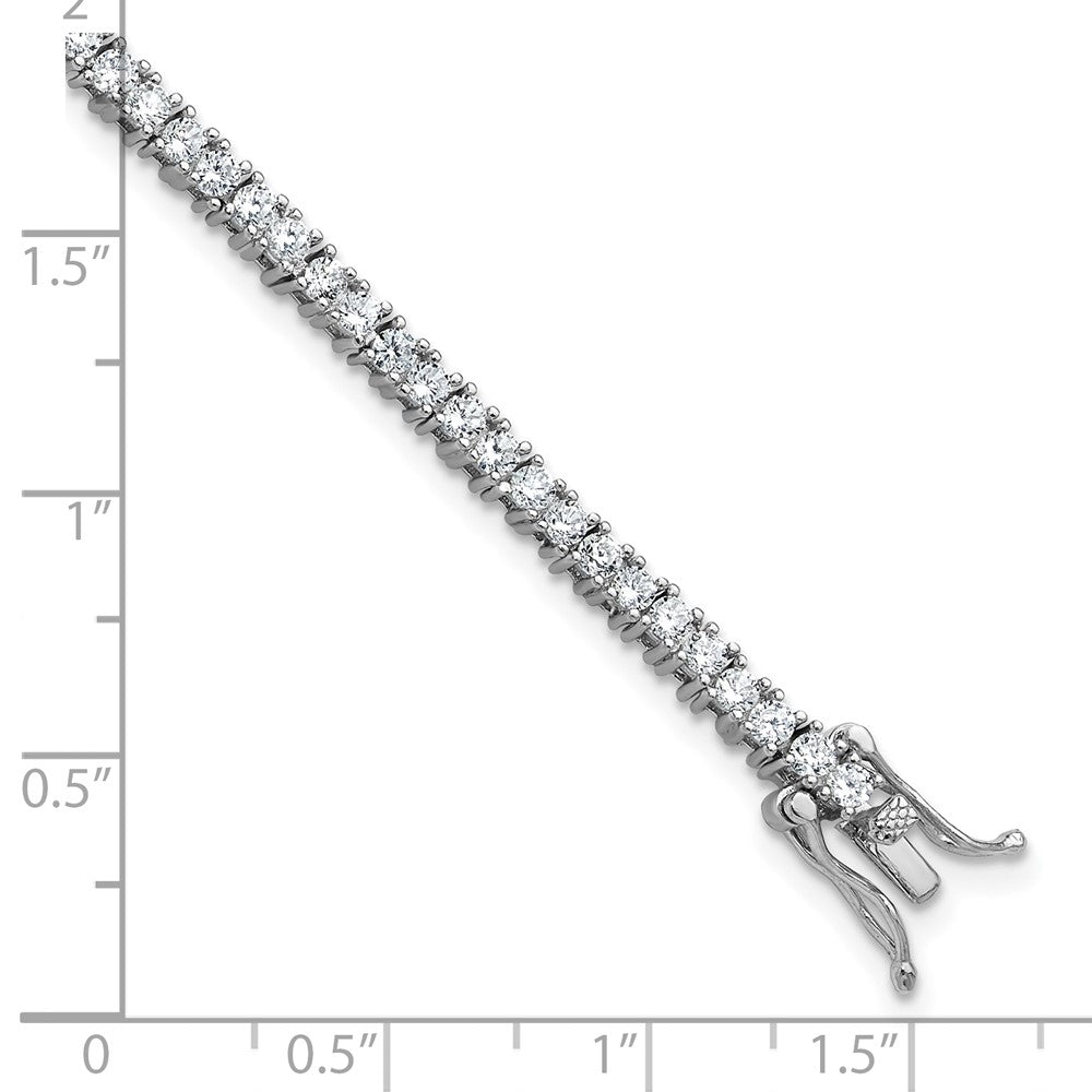 Cheryl M Sterling Silver Rhodium-plated Polished CZ with Safety Clasp Tennis Bracelet 6.75 inches