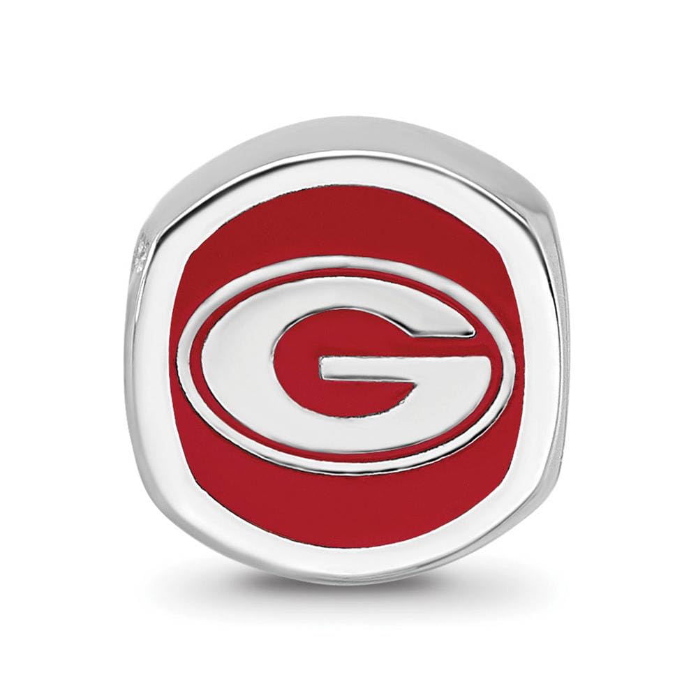Sterling Silver University of Georgia Cushion Shaped Bead Charm