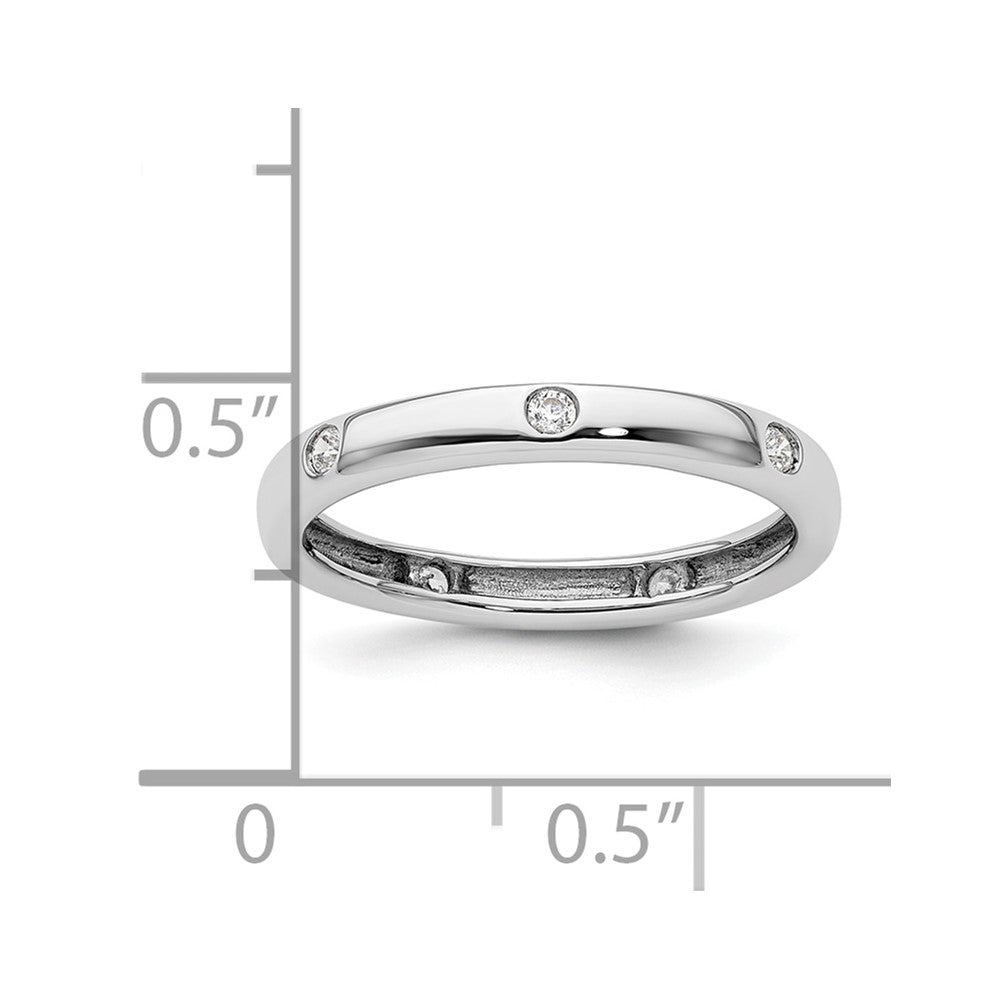 14k White Gold Polished Size 5.5 Bezel-set 1/10 carat Diamond Complete Eternity Band