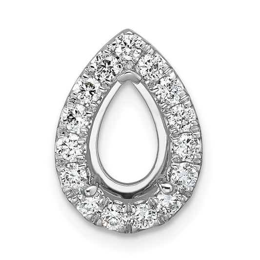 14k 3/8 carat Lab Grown Diamond VS/SI+ G+ Semi Mount Pear Halo Chain Slide Pendant