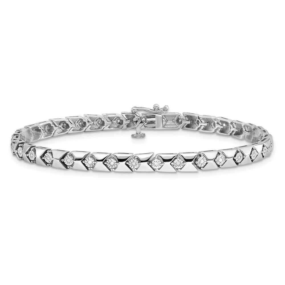 Sterling Silver Rhodium Plated Diamond Bracelet 7 inches