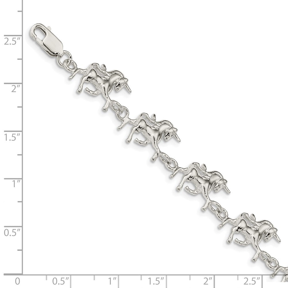 Sterling Silver Unicorns Bracelet 7 inches