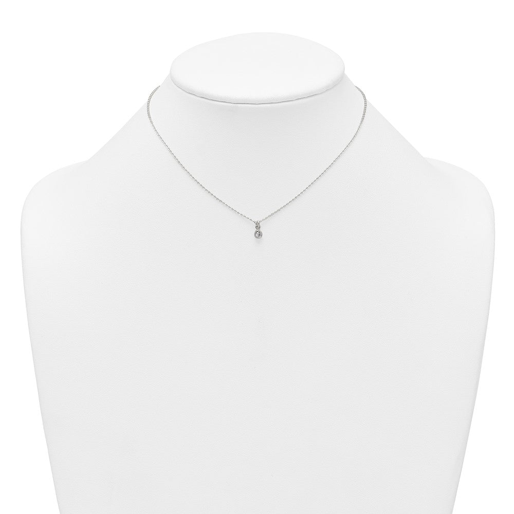 Sterling Silver Polished 4mm White CZ Childrens 14 inch Necklace and Post Earrings Set