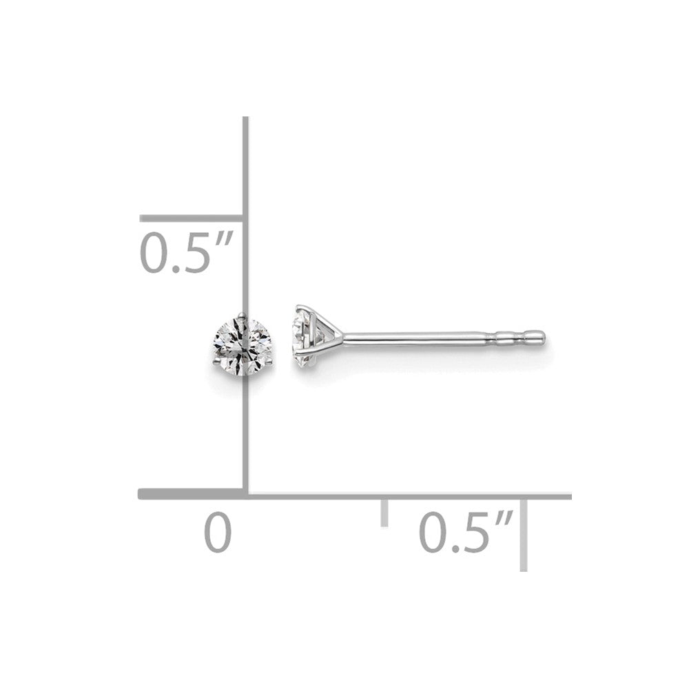 14k White Gold 1/6 ctw Lab Grown Diamond VS/SI+ G+ Round 3 Prong Heavy Wt. Stud Earrings