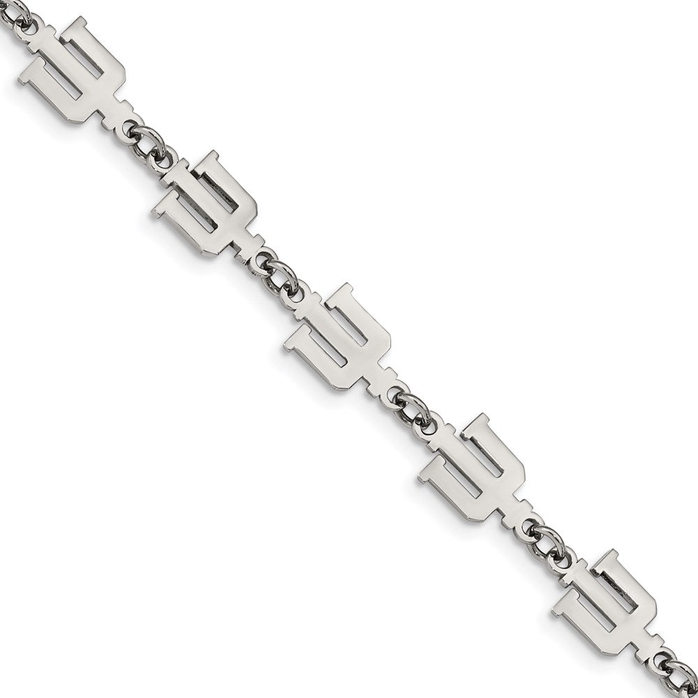 Stainless Steel LogoArt Indiana University I-U Link 7 inch Bracelet with 1.5 inch Extender QST515IU