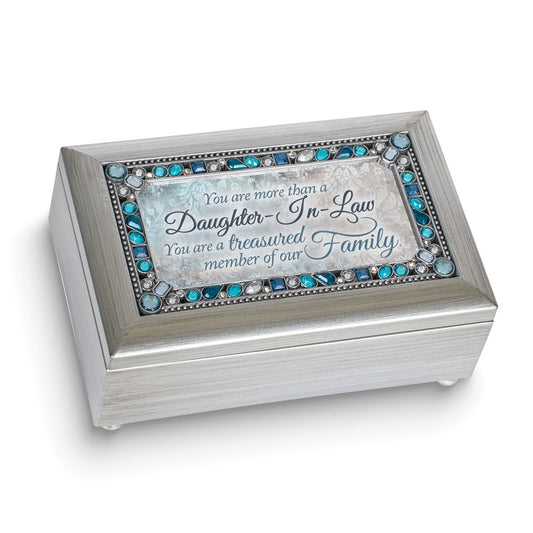 Silver-tone Petite Jeweled Daughter-in-Law Musical (Plays Wind Beneath My Wings) Jewelry Box