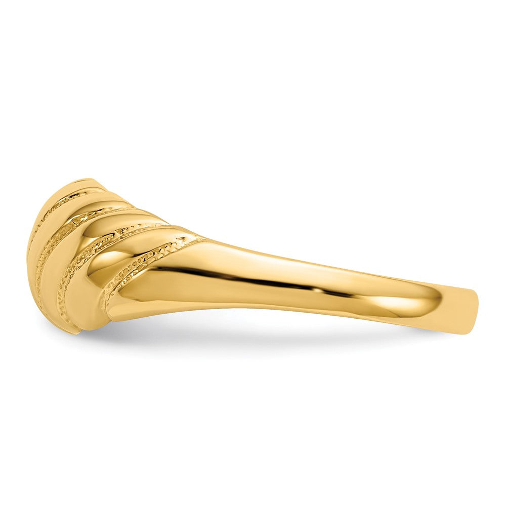 14k Polished Scalloped Dome Ring Size 7