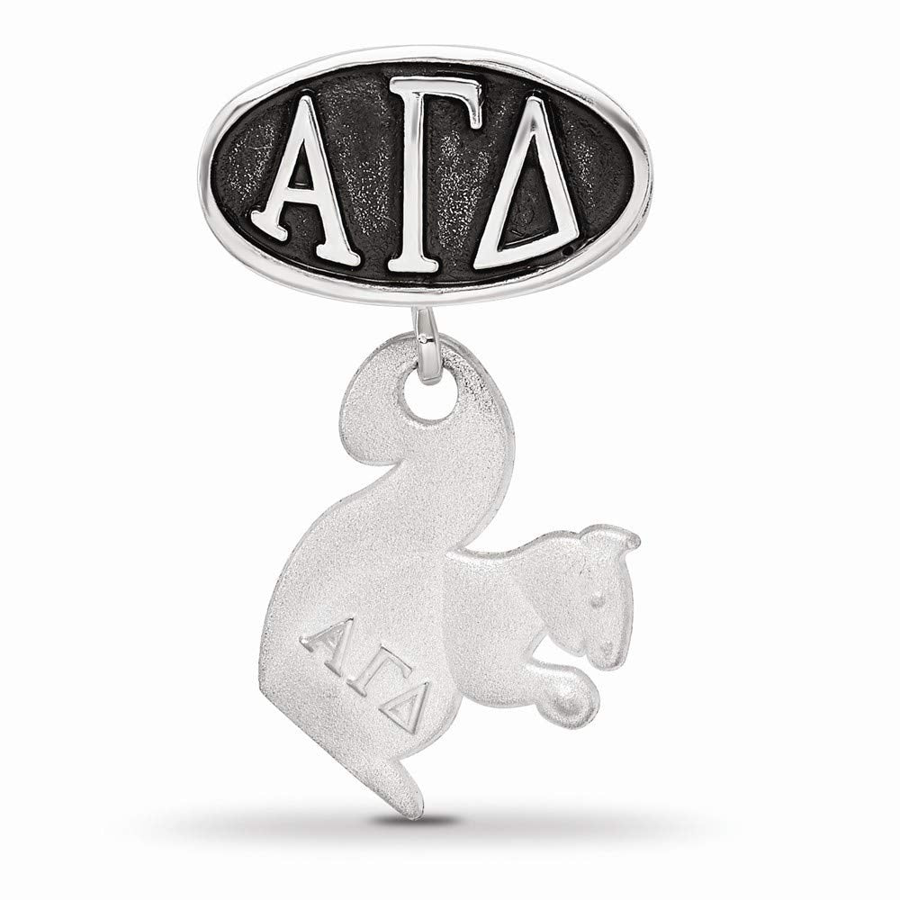 LogoArt Sterling Silver Alpha Gamma Delta Oval Bead Charm With Squirrel Dangle Bead Charm