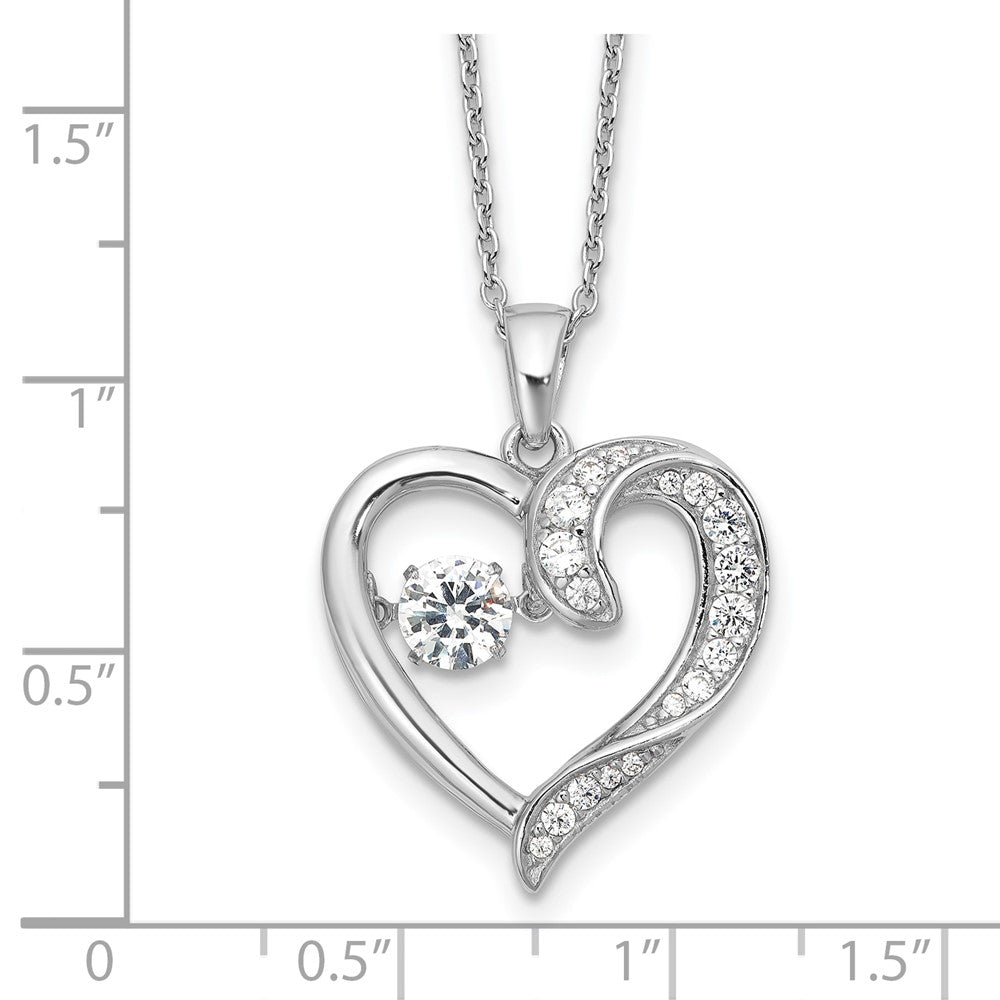 Cheryl M Sterling Silver Rhodium-plated Brilliant-cut Vibrant CZ Heart 18 Inch Necklace with 2 Inch Extender 18 Inches