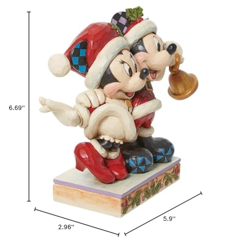 Jim Shore Jingle Bell - One Figurine 5.75 Inch, Resin - Minnie Mickey Mouse Santa Suits 6013058