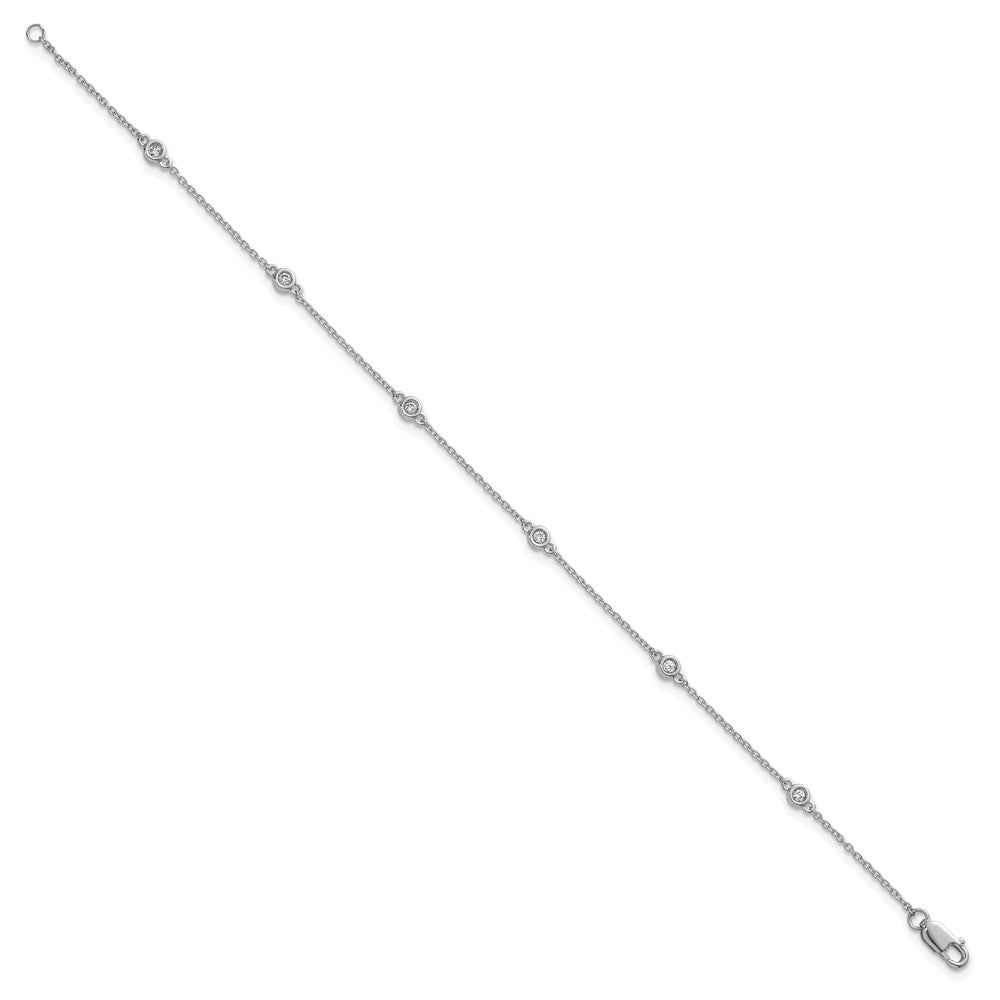 14k White Gold Diamond Station Cable Bracelet