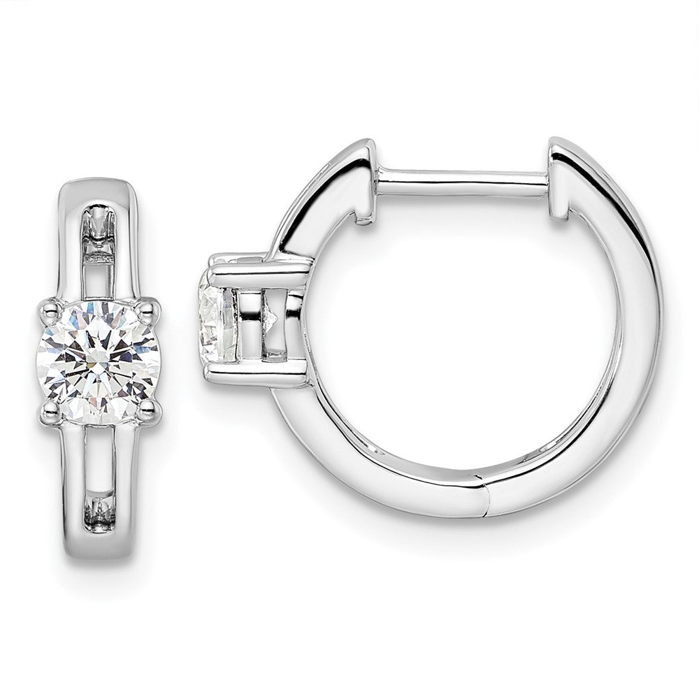 True Origin 14k White Gold 5/8 carat Lab Grown Diamond VS DEF Hinged Hoop Earrings