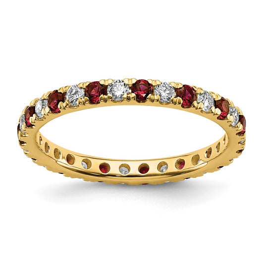 14k 1/2 carat Lab Grown Diamond VS/SI+ G+ and Lab Created Ruby Size 5.5 Eternity Band