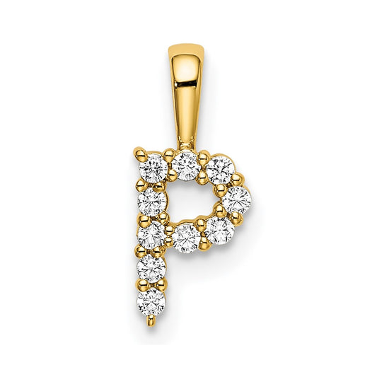 14k 1/10 carat Lab Grown Diamond VS/SI+ G+ Letter P Initial Pendant