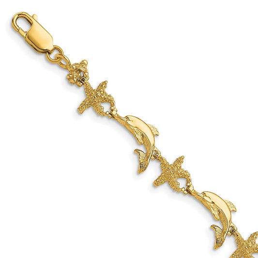 14K Dolphin and Starfish Bracelet