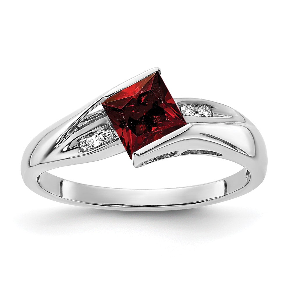 Sterling Silver ANC Garnet & Diamond Ring