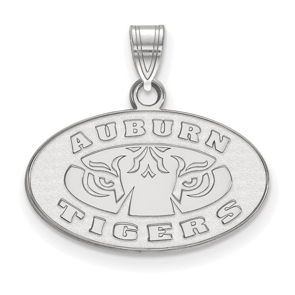 Sterling Silver Rhodium-plated LogoArt Auburn Tigers Small Pendant Q-SS044AU